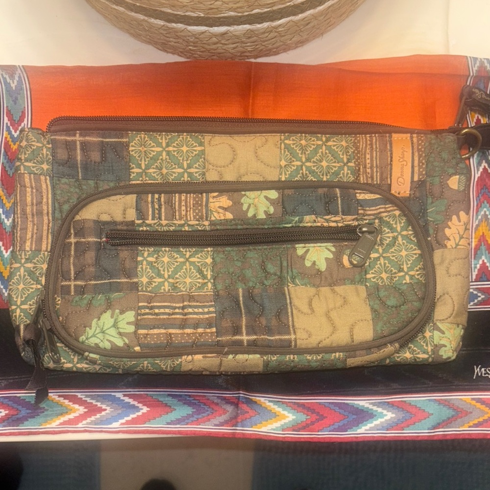 Artisanal Green and Brown Patchwork Clutch
